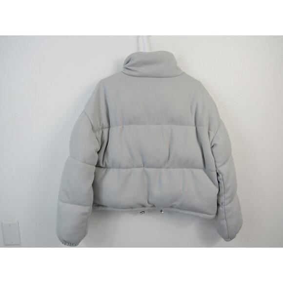 Anthropologie Bagatelle NYC Zip Up Puffer Jacket Size Large in Light Grey - Picture 6 of 7